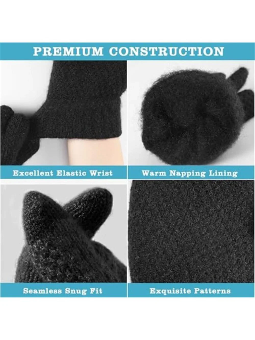 Womens Winter Gloves Touchscreen Knit Warm Stretch Soft Cold Weather Gloves